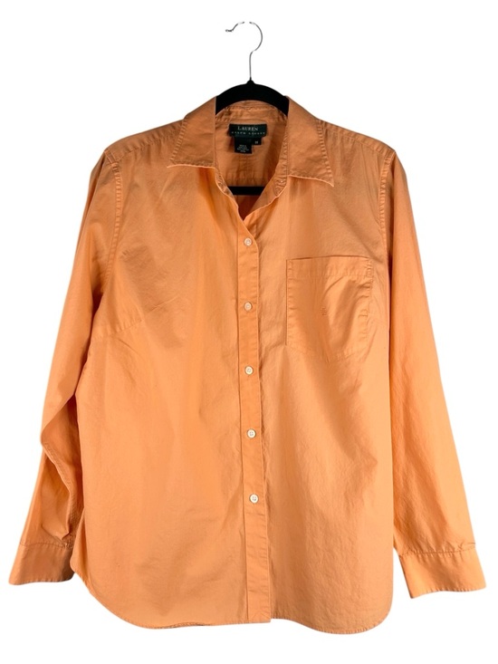 Lauren Ralph Lauren Coral 100% Cotton Button Down Long Sleeve Minimalist Top 1X - Picture 2 of 6